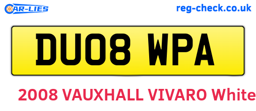 DU08WPA are the vehicle registration plates.