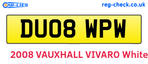 DU08WPW are the vehicle registration plates.
