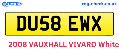DU58EWX are the vehicle registration plates.