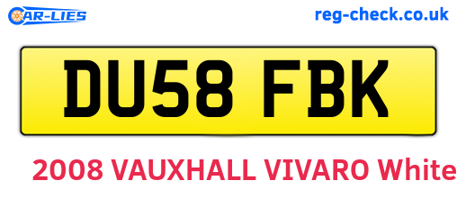 DU58FBK are the vehicle registration plates.