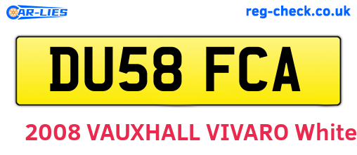 DU58FCA are the vehicle registration plates.