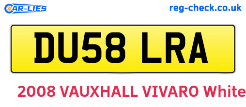 DU58LRA are the vehicle registration plates.
