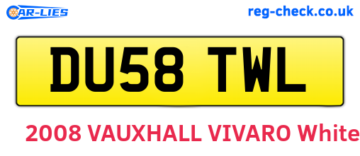 DU58TWL are the vehicle registration plates.