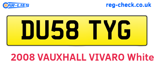 DU58TYG are the vehicle registration plates.