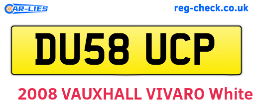 DU58UCP are the vehicle registration plates.