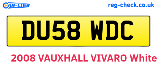 DU58WDC are the vehicle registration plates.