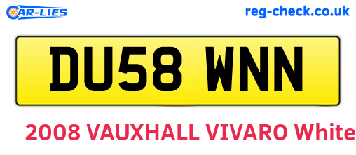 DU58WNN are the vehicle registration plates.