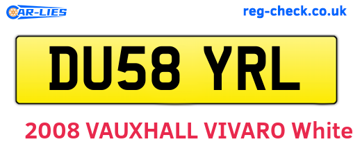DU58YRL are the vehicle registration plates.