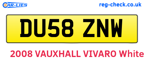 DU58ZNW are the vehicle registration plates.