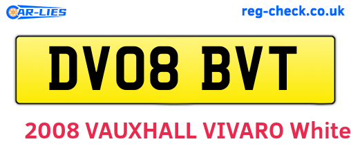 DV08BVT are the vehicle registration plates.