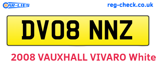 DV08NNZ are the vehicle registration plates.