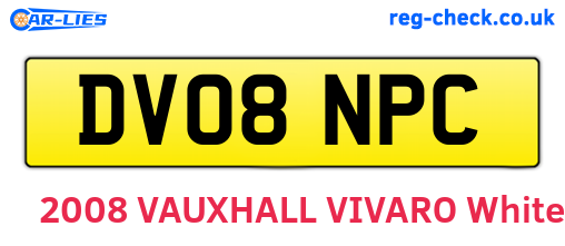 DV08NPC are the vehicle registration plates.