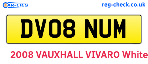 DV08NUM are the vehicle registration plates.