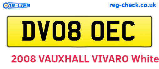 DV08OEC are the vehicle registration plates.