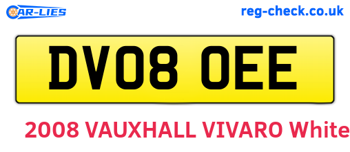 DV08OEE are the vehicle registration plates.