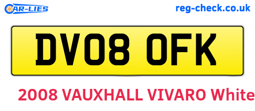 DV08OFK are the vehicle registration plates.