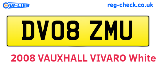 DV08ZMU are the vehicle registration plates.