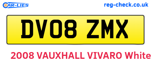 DV08ZMX are the vehicle registration plates.