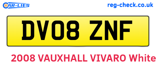 DV08ZNF are the vehicle registration plates.