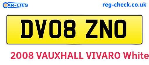 DV08ZNO are the vehicle registration plates.