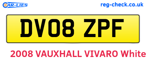 DV08ZPF are the vehicle registration plates.
