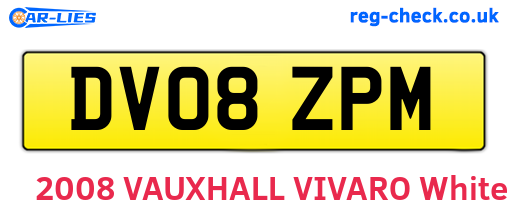 DV08ZPM are the vehicle registration plates.