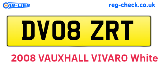 DV08ZRT are the vehicle registration plates.