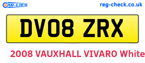 DV08ZRX are the vehicle registration plates.
