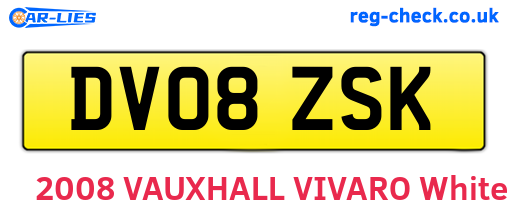 DV08ZSK are the vehicle registration plates.