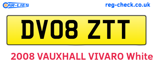 DV08ZTT are the vehicle registration plates.