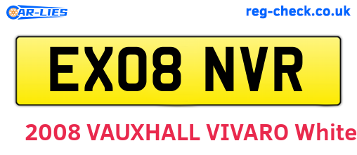 EX08NVR are the vehicle registration plates.
