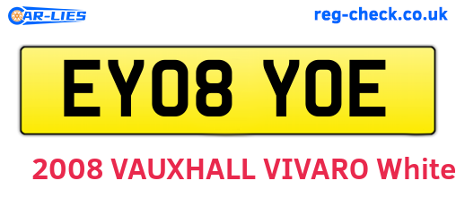 EY08YOE are the vehicle registration plates.