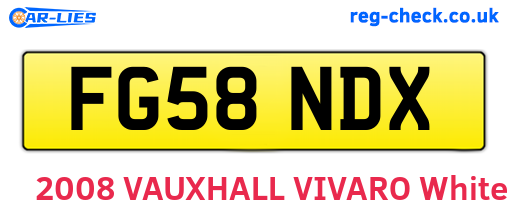 FG58NDX are the vehicle registration plates.