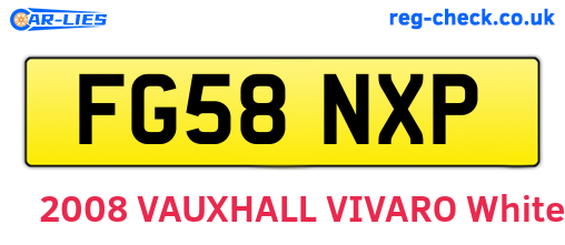 FG58NXP are the vehicle registration plates.