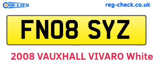 FN08SYZ are the vehicle registration plates.