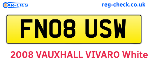 FN08USW are the vehicle registration plates.