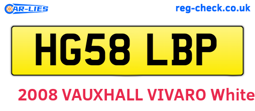 HG58LBP are the vehicle registration plates.