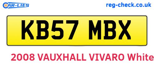KB57MBX are the vehicle registration plates.