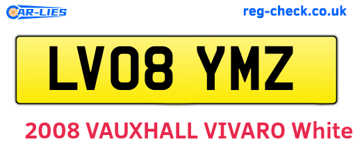 LV08YMZ are the vehicle registration plates.