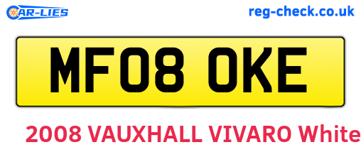 MF08OKE are the vehicle registration plates.