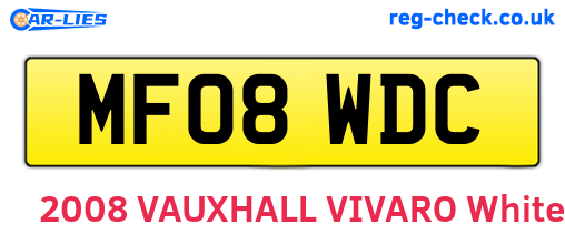 MF08WDC are the vehicle registration plates.