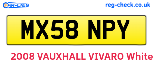 MX58NPY are the vehicle registration plates.