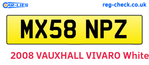 MX58NPZ are the vehicle registration plates.