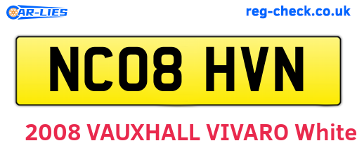 NC08HVN are the vehicle registration plates.