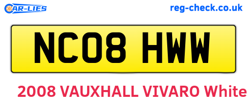 NC08HWW are the vehicle registration plates.