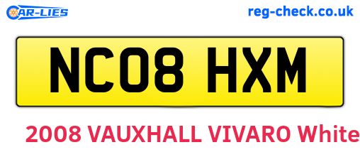 NC08HXM are the vehicle registration plates.