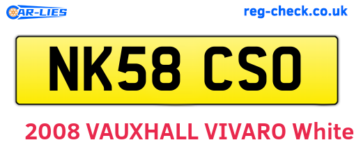NK58CSO are the vehicle registration plates.
