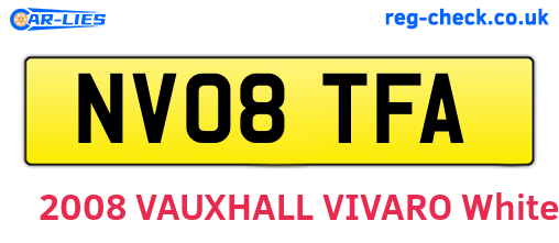 NV08TFA are the vehicle registration plates.