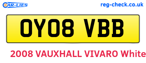 OY08VBB are the vehicle registration plates.