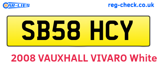 SB58HCY are the vehicle registration plates.